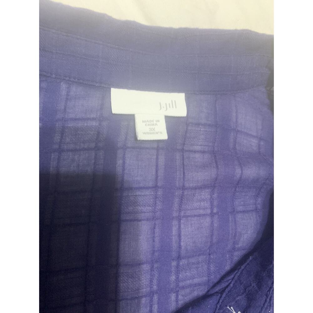 J Jill Navy Semi Sheer Tunic Button Up 3X 100% Cotton Beachy Lightweight - Picture 7 of 11